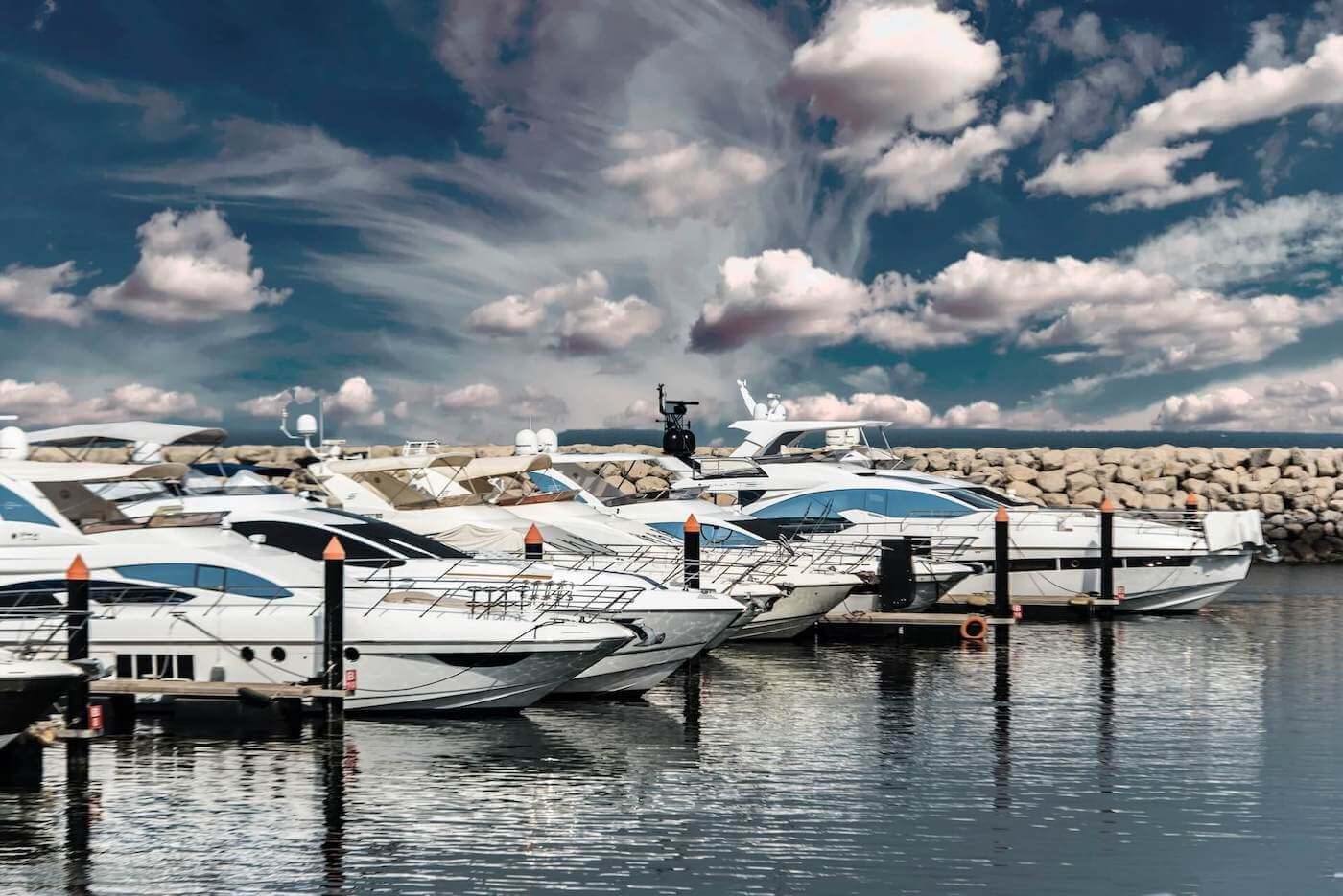 docked yachts